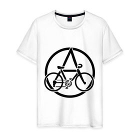 Мужская футболка хлопок с принтом Anarchy Bike в Кировске, 100% хлопок | прямой крой, круглый вырез горловины, длина до линии бедер, слегка спущенное плечо. | anarchy | bike | анархизм | анархия | байк | велик | велосипед | велосипед анархия