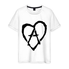 Мужская футболка хлопок с принтом Анархия в сердце в Кировске, 100% хлопок | прямой крой, круглый вырез горловины, длина до линии бедер, слегка спущенное плечо. | анархизм | анархия | музыка | сердце