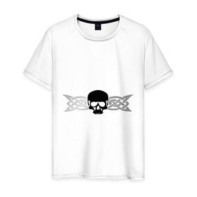 Мужская футболка хлопок с принтом Кельтский череп в Кировске, 100% хлопок | прямой крой, круглый вырез горловины, длина до линии бедер, слегка спущенное плечо. | 