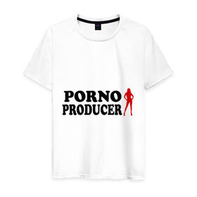 Мужская футболка хлопок с принтом Porno Producer в Кировске, 100% хлопок | прямой крой, круглый вырез горловины, длина до линии бедер, слегка спущенное плечо. | producer | продюссер