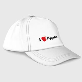 Бейсболка с принтом я люблю яблоко в Кировске, 100% хлопок | классический козырек, металлическая застежка-регулятор размера | apple | антибренд | люблю эпл | я люблю apple | яблоко