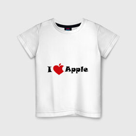 Детская футболка хлопок с принтом я люблю яблоко в Кировске, 100% хлопок | круглый вырез горловины, полуприлегающий силуэт, длина до линии бедер | apple | антибренд | люблю эпл | я люблю apple | яблоко
