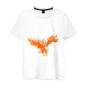Мужская футболка хлопок с принтом Орел огненный в Кировске, 100% хлопок | прямой крой, круглый вырез горловины, длина до линии бедер, слегка спущенное плечо. | 