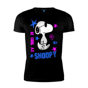 Мужская футболка премиум с принтом Be cool as Snoopy в Кировске, 92% хлопок, 8% лайкра | приталенный силуэт, круглый вырез ворота, длина до линии бедра, короткий рукав | snoopy | будь крутым как снупи | мультик | мультики | мультфильмы | снупи | собачка снупи