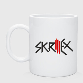 Кружка с принтом Skrillex в Кировске, керамика | объем — 330 мл, диаметр — 80 мм. Принт наносится на бока кружки, можно сделать два разных изображения | музыка | электро | электронная