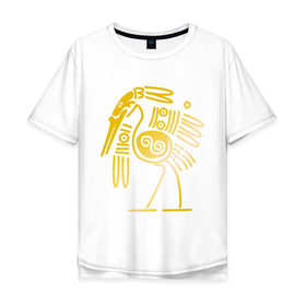 Мужская футболка хлопок Oversize с принтом золотая птица в Кировске, 100% хлопок | свободный крой, круглый ворот, “спинка” длиннее передней части | египет | египетский | трайбл | узор | этнический | этно | этнос