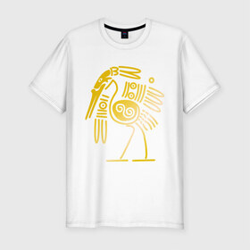 Мужская футболка премиум с принтом золотая птица в Кировске, 92% хлопок, 8% лайкра | приталенный силуэт, круглый вырез ворота, длина до линии бедра, короткий рукав | Тематика изображения на принте: египет | египетский | трайбл | узор | этнический | этно | этнос