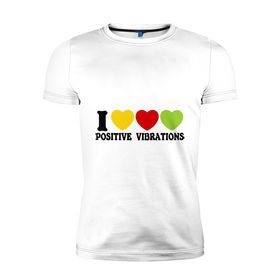 Мужская футболка премиум с принтом I Love Positive Vibrations в Кировске, 92% хлопок, 8% лайкра | приталенный силуэт, круглый вырез ворота, длина до линии бедра, короткий рукав | 