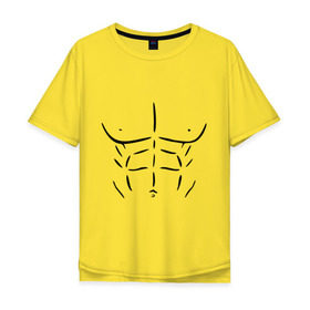 Мужская футболка хлопок Oversize с принтом мужской торс в Кировске, 100% хлопок | свободный крой, круглый ворот, “спинка” длиннее передней части | атлет | бицепсы | голое тело | грудь | качок | мужское тело | мускулы | мышцы | пресс | рельеф | тело