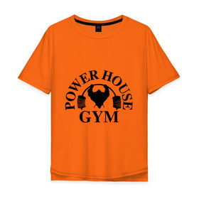 Мужская футболка хлопок Oversize с принтом Power House Gym в Кировске, 100% хлопок | свободный крой, круглый ворот, “спинка” длиннее передней части | power house gym | бодибилдинг | для качков | жим | качкам | силовой спорт | силовой экстрим | спорт