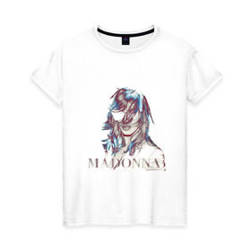 Женская футболка хлопок с принтом Madonna в Кировске, 100% хлопок | прямой крой, круглый вырез горловины, длина до линии бедер, слегка спущенное плечо | Тематика изображения на принте: madona | madonna | знаменитость | знаменитые личности | мадона | мадонна | музыка | портрет