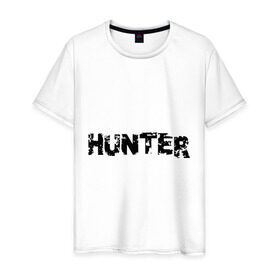 Мужская футболка хлопок с принтом Охотник блек в Кировске, 100% хлопок | прямой крой, круглый вырез горловины, длина до линии бедер, слегка спущенное плечо. | hunter | охота | охотник