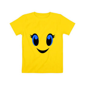 Детская футболка хлопок с принтом Милое личико улыбается в Кировске, 100% хлопок | круглый вырез горловины, полуприлегающий силуэт, длина до линии бедер | глаза | детские | для детей | для ребенка | лицо | ребенку | улыбка