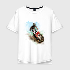 Мужская футболка хлопок Oversize с принтом MOTO X в Кировске, 100% хлопок | свободный крой, круглый ворот, “спинка” длиннее передней части | байкеры | для байкеров | для мотоциклистов | мото | мото кросс | мотокросс | мотоциклы