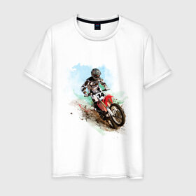 Мужская футболка хлопок с принтом MOTO X в Кировске, 100% хлопок | прямой крой, круглый вырез горловины, длина до линии бедер, слегка спущенное плечо. | байкеры | для байкеров | для мотоциклистов | мото | мото кросс | мотокросс | мотоциклы