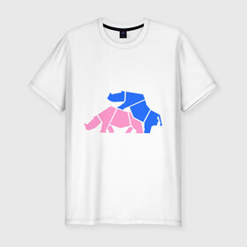 Мужская футболка премиум с принтом Носорогая любовь в Кировске, 92% хлопок, 8% лайкра | приталенный силуэт, круглый вырез ворота, длина до линии бедра, короткий рукав | 