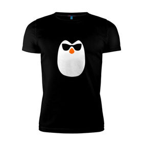 Мужская футболка премиум с принтом Стильный клевый крутой пингвин в Кировске, 92% хлопок, 8% лайкра | приталенный силуэт, круглый вырез ворота, длина до линии бедра, короткий рукав | пингвин