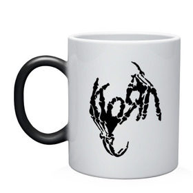 Кружка хамелеон с принтом Korn bones в Кировске, керамика | меняет цвет при нагревании, емкость 330 мл | korn | metal | группы | корн | логотип | метал | музыка | рок группы | рок музыка