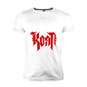 Мужская футболка премиум с принтом Korn(2) в Кировске, 92% хлопок, 8% лайкра | приталенный силуэт, круглый вырез ворота, длина до линии бедра, короткий рукав | korn | metal | группы | корн | логотип | метал | музыка | рок группы | рок музыка