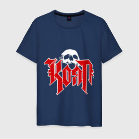 Мужская футболка хлопок с принтом Korn(2) в Кировске, 100% хлопок | прямой крой, круглый вырез горловины, длина до линии бедер, слегка спущенное плечо. | korn | metal | группы | корн | логотип | метал | музыка | рок группы | рок музыка
