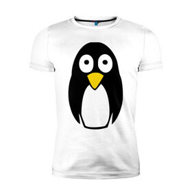 Мужская футболка премиум с принтом Милый пингвин в Кировске, 92% хлопок, 8% лайкра | приталенный силуэт, круглый вырез ворота, длина до линии бедра, короткий рукав | пингвин