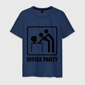 Мужская футболка хлопок с принтом Office Party в Кировске, 100% хлопок | прямой крой, круглый вырез горловины, длина до линии бедер, слегка спущенное плечо. | ofice | зарплата | коллеги | компьютер | начальник | офис | работа | работник | сотрудники