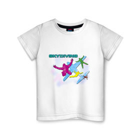 Детская футболка хлопок с принтом SkyDiving принт в Кировске, 100% хлопок | круглый вырез горловины, полуприлегающий силуэт, длина до линии бедер | sky diving | воздушный | параплан | парашут | парашют | прыжки | самолет | скай дайвинг | скайдайвинг