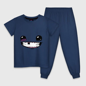Детская пижама хлопок с принтом Super Meat Boy: Face в Кировске, 100% хлопок |  брюки и футболка прямого кроя, без карманов, на брюках мягкая резинка на поясе и по низу штанин
 | зубастик | зубы | игра | компьютерные игры | лицо | рожа | рожица