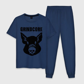 Мужская пижама хлопок с принтом Grindcore (pig) в Кировске, 100% хлопок | брюки и футболка прямого кроя, без карманов, на брюках мягкая резинка на поясе и по низу штанин
 | Тематика изображения на принте: grindcore | gringcore | metal | rock | trash | гpайндкор | метал | рок музыка | треш | трэш