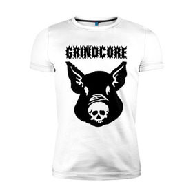 Мужская футболка премиум с принтом Grindcore (pig) в Кировске, 92% хлопок, 8% лайкра | приталенный силуэт, круглый вырез ворота, длина до линии бедра, короткий рукав | Тематика изображения на принте: grindcore | gringcore | metal | rock | trash | гpайндкор | метал | рок музыка | треш | трэш