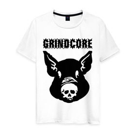 Мужская футболка хлопок с принтом Grindcore (pig) в Кировске, 100% хлопок | прямой крой, круглый вырез горловины, длина до линии бедер, слегка спущенное плечо. | grindcore | gringcore | metal | rock | trash | гpайндкор | метал | рок музыка | треш | трэш