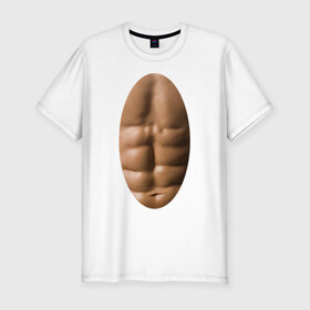 Мужская футболка премиум с принтом мужское тело в Кировске, 92% хлопок, 8% лайкра | приталенный силуэт, круглый вырез ворота, длина до линии бедра, короткий рукав | мышцы | обнаженное тело | пресс