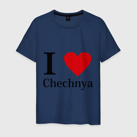Мужская футболка хлопок с принтом i love chechnya в Кировске, 100% хлопок | прямой крой, круглый вырез горловины, длина до линии бедер, слегка спущенное плечо. | Тематика изображения на принте: регионы | чеченская республика | чеченцы | чечня | я люблю | я люблю чечню