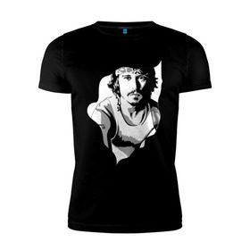 Мужская футболка премиум с принтом Джонни Депп в Кировске, 92% хлопок, 8% лайкра | приталенный силуэт, круглый вырез ворота, длина до линии бедра, короткий рукав | Тематика изображения на принте: depp | johnny