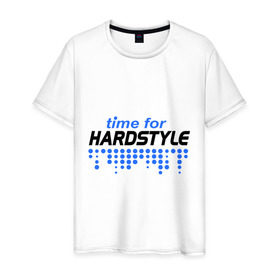 Мужская футболка хлопок с принтом Time for Hardstyle в Кировске, 100% хлопок | прямой крой, круглый вырез горловины, длина до линии бедер, слегка спущенное плечо. | Тематика изображения на принте: 