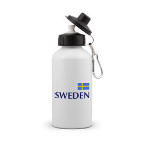 Бутылка спортивная с принтом Сборная Швеции - 10 в Кировске, металл | емкость — 500 мл, в комплекте две пластиковые крышки и карабин для крепления | football | сборная швеции | флаг швеции | футбол | швеция