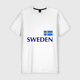 Мужская футболка премиум с принтом Сборная Швеции - 10 в Кировске, 92% хлопок, 8% лайкра | приталенный силуэт, круглый вырез ворота, длина до линии бедра, короткий рукав | football | сборная швеции | флаг швеции | футбол | швеция