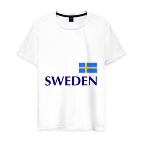 Мужская футболка хлопок с принтом Сборная Швеции - 10 в Кировске, 100% хлопок | прямой крой, круглый вырез горловины, длина до линии бедер, слегка спущенное плечо. | Тематика изображения на принте: football | сборная швеции | флаг швеции | футбол | швеция