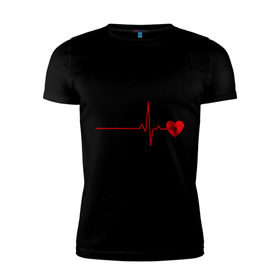 Мужская футболка премиум с принтом Жизнь двоих - одна жизнь (парная) в Кировске, 92% хлопок, 8% лайкра | приталенный силуэт, круглый вырез ворота, длина до линии бедра, короткий рукав | биение сердца | для двоих | жизнь двоих | кардиограмма | парные | сердце