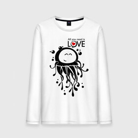 Мужской лонгслив хлопок с принтом Влюбленная медуза в Кировске, 100% хлопок |  | love | влюбленная медуза | любовь | медуза