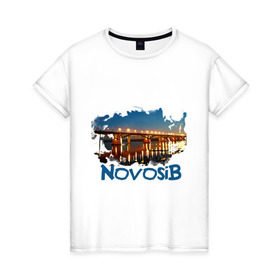 Женская футболка хлопок с принтом Novosib print в Кировске, 100% хлопок | прямой крой, круглый вырез горловины, длина до линии бедер, слегка спущенное плечо | город | города | мост | новосиб | новосибирск | нск