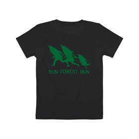 Детская футболка хлопок с принтом Беги лес в Кировске, 100% хлопок | круглый вырез горловины, полуприлегающий силуэт, длина до линии бедер | eco | run forest run | беги лес беги | зеленые технологии | зелень | лес | планета | чистота | эко | экология