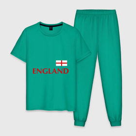 Мужская пижама хлопок с принтом Сборная Англии - 10 в Кировске, 100% хлопок | брюки и футболка прямого кроя, без карманов, на брюках мягкая резинка на поясе и по низу штанин
 | Тематика изображения на принте: англия | руни | сборная англии | флаг англии | футбол