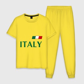 Мужская пижама хлопок с принтом Сборная Италии - 10 в Кировске, 100% хлопок | брюки и футболка прямого кроя, без карманов, на брюках мягкая резинка на поясе и по низу штанин
 | football | италия | сборная италии