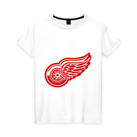 Женская футболка хлопок с принтом Detroit Red Wings Pavel Datsyuk - Павел Дацюк в Кировске, 100% хлопок | прямой крой, круглый вырез горловины, длина до линии бедер, слегка спущенное плечо | нхл