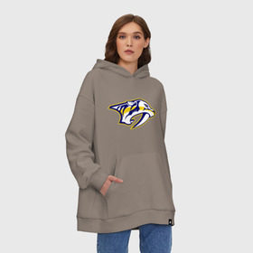 Худи SuperOversize хлопок с принтом Nashville Predators Radulov - Радулов 47 в Кировске, 70% хлопок, 30% полиэстер, мягкий начес внутри | карман-кенгуру, эластичная резинка на манжетах и по нижней кромке, двухслойный капюшон
 | национальная хоккейная лига | нхл | радулов