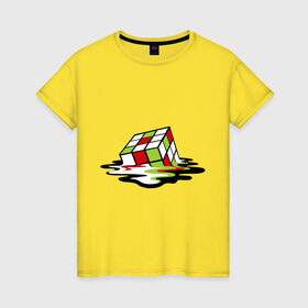 Женская футболка хлопок с принтом Кубик рубика в Кировске, 100% хлопок | прямой крой, круглый вырез горловины, длина до линии бедер, слегка спущенное плечо | головоломка | игра | игрушка | кубик рубик