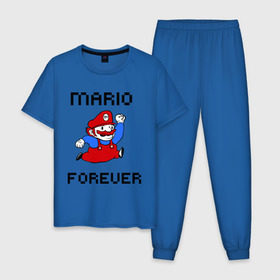 Мужская пижама хлопок с принтом Mario forever в Кировске, 100% хлопок | брюки и футболка прямого кроя, без карманов, на брюках мягкая резинка на поясе и по низу штанин
 | nintendo | марио | нинтендо
