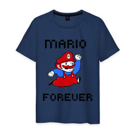 Мужская футболка хлопок с принтом Mario forever в Кировске, 100% хлопок | прямой крой, круглый вырез горловины, длина до линии бедер, слегка спущенное плечо. | nintendo | марио | нинтендо