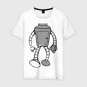 Мужская футболка хлопок с принтом бендэр в Кировске, 100% хлопок | прямой крой, круглый вырез горловины, длина до линии бедер, слегка спущенное плечо. | bender | futurama | бендер | мультики | мультфильмы | футурама